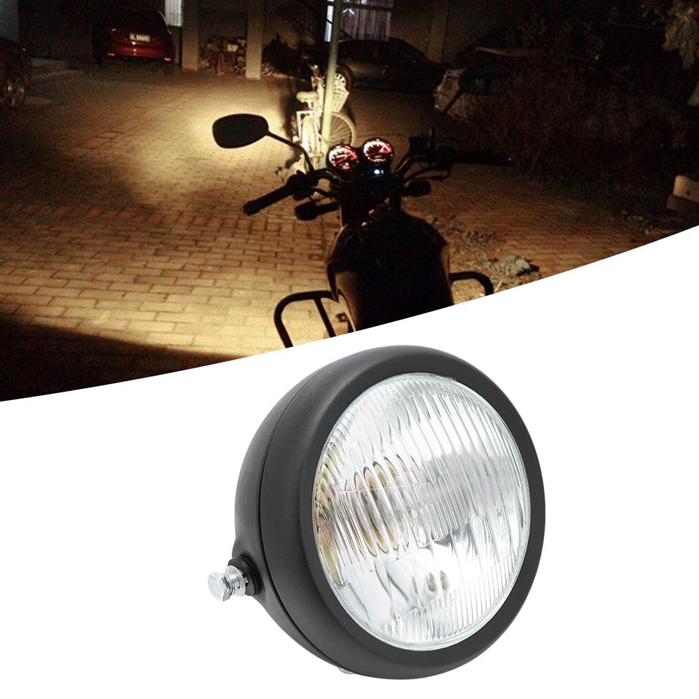 12V Universal Motorcycle Waterproof Dustproof Retro Headlamp HighLow Beam Front HeadlightBlack