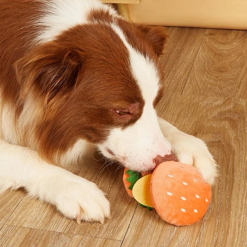 Nuovi Peluche Eco-Friendly per Animali Giocattoli per Cani Simulazione Hamburger Cartone Animato Resistente al Morso Giocattolo da Masticare