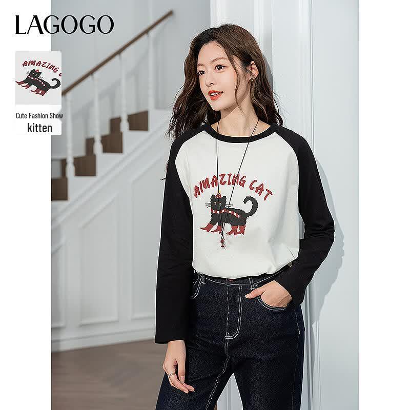LAGOGO Women s Cartoon Print T-Shirt S