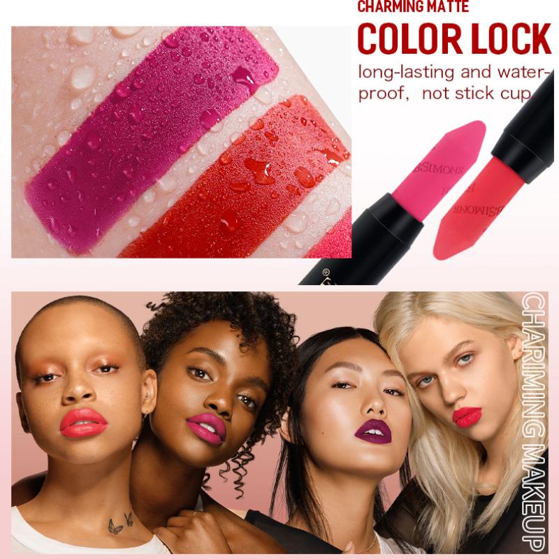 Bsimone Matte Lipstick Multicolor Non Fading Long-Lasting Velvet Lipstick Waterproof Non Stick Cup Lip Gloss Makeup
