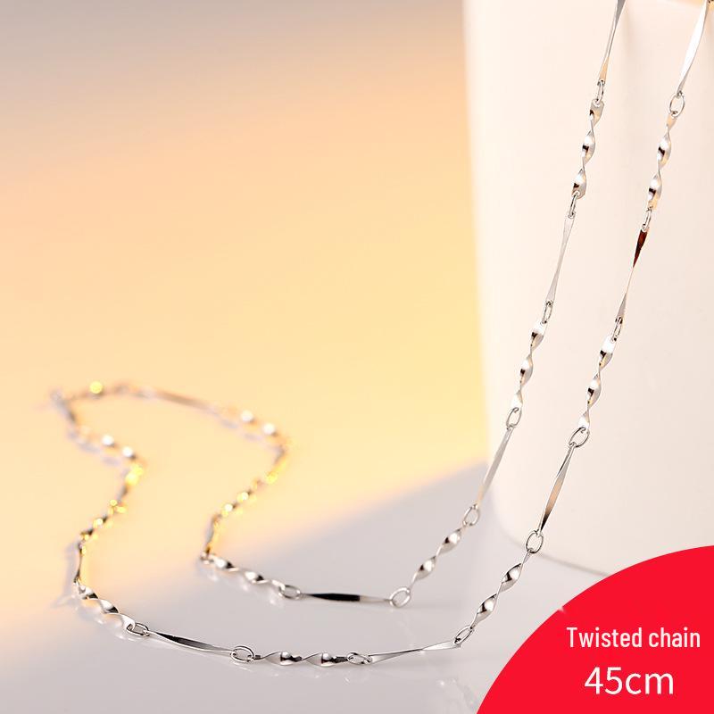 S925 Sterling Silver Versatile Women's Necklace, Twisted Link Chain, 40/45cm