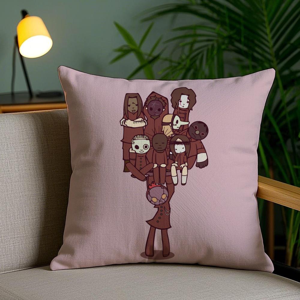 Band S-Slipknot Cushion Cover Plush Fabric Soft Double-Sided Printed Sofa Pillow Case Colorfast Home Decor Gift