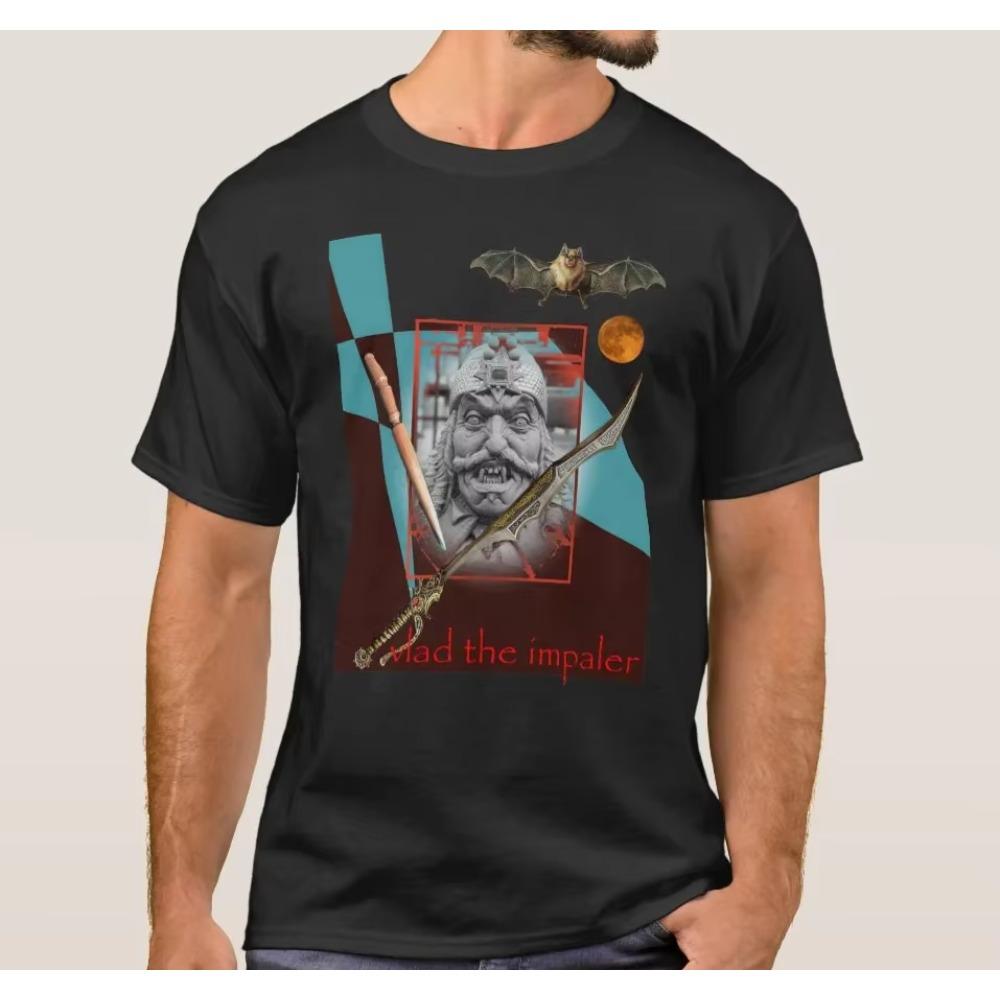 

Vlad The Impaler Snarling. Vlad Dracula Statue Sword Moon Bat T-Shirt. Summer Cotton Short Sleeve O-Neck Mens T Shirt S-3XL XXXXXL