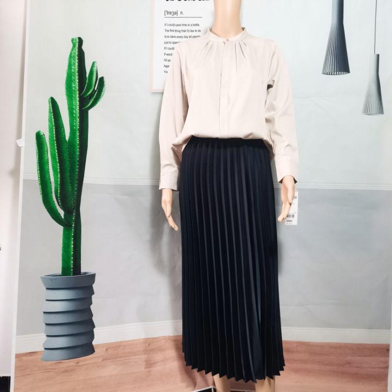 Order Imitation Satin Surface Stand Collar Hidden Hook Long Sleeves Shirt Female Stylish Niche Temperament Professional Pure Color Spring & Fall