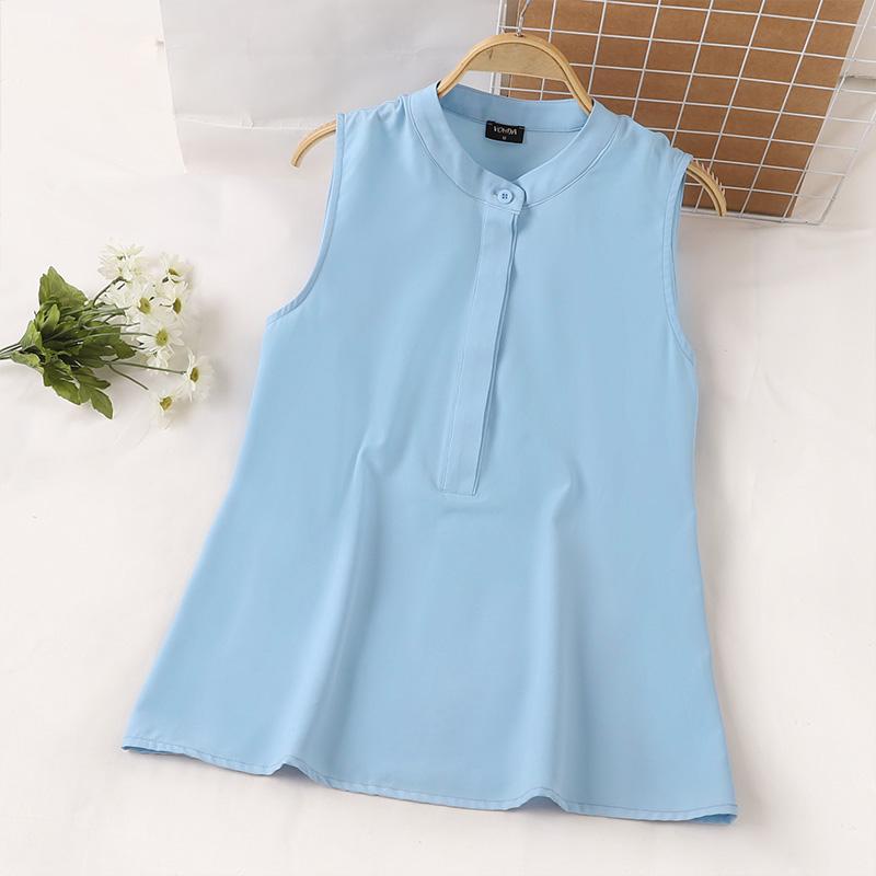 

VONDA женские летние повседневные однотонные свободные топы без рукавов с круглым вырезом 5XL синий