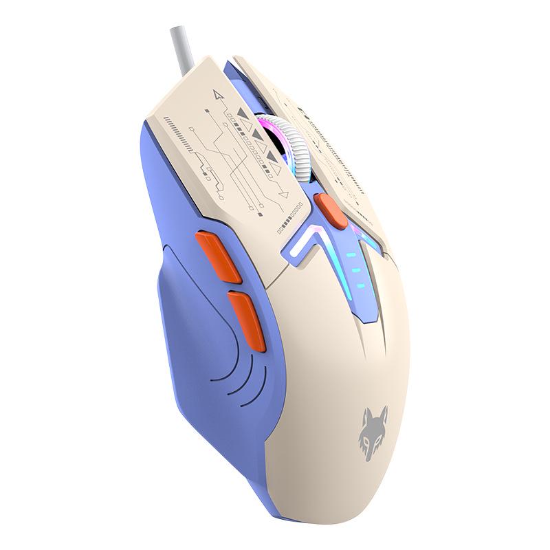 Silver Fox H6 Wired Gaming Mouse - Mecha Style, Three-Color, Multi-Use for Home, Office, and E-Sports.