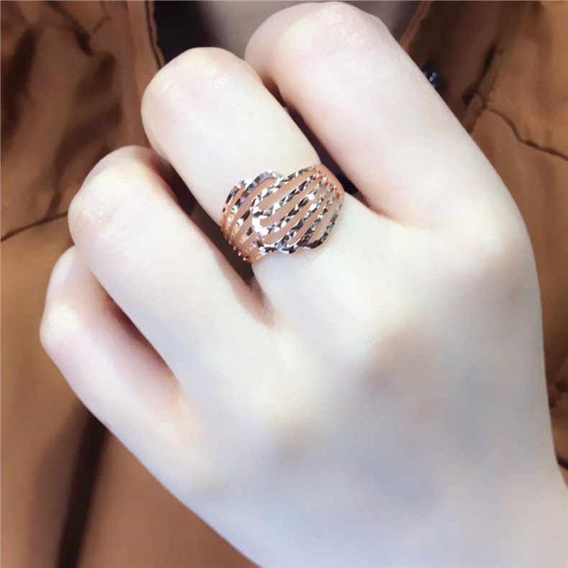 Russia 585 Purple Gold Luxury Hollow Car Flower Ring Plated Rose Gold Color Gold Retro Ring Trend