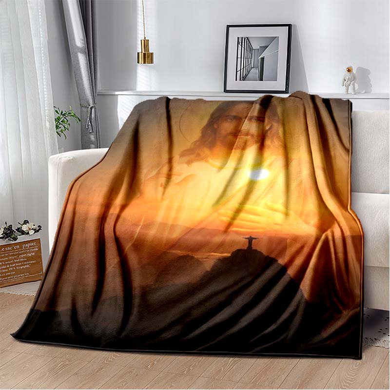 Retro Jesus Virgin Mary Art Flannel Blanket,Ultra Soft Warm Plush Throw for Home Bedroom Bed Sofa Cover Office Travel Gift Kid