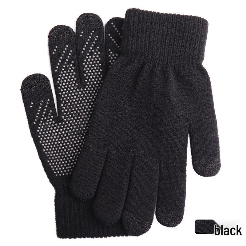 "Warm Knitted Touchscreen Gloves for Couples: Thick Non-Slip Wool, Men’s & Women’s Winter Design."