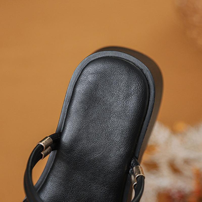 Sandales Romaines d'Été à Semelles Épaisses pour Femmes Nouvelles Sandales à Talons Hauts Rehaussées