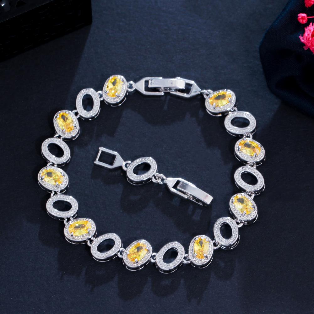 Popular Jewelry Accessories Color Zircon Jewelry Bracelet Brass Electroplated Platinum Jewelry