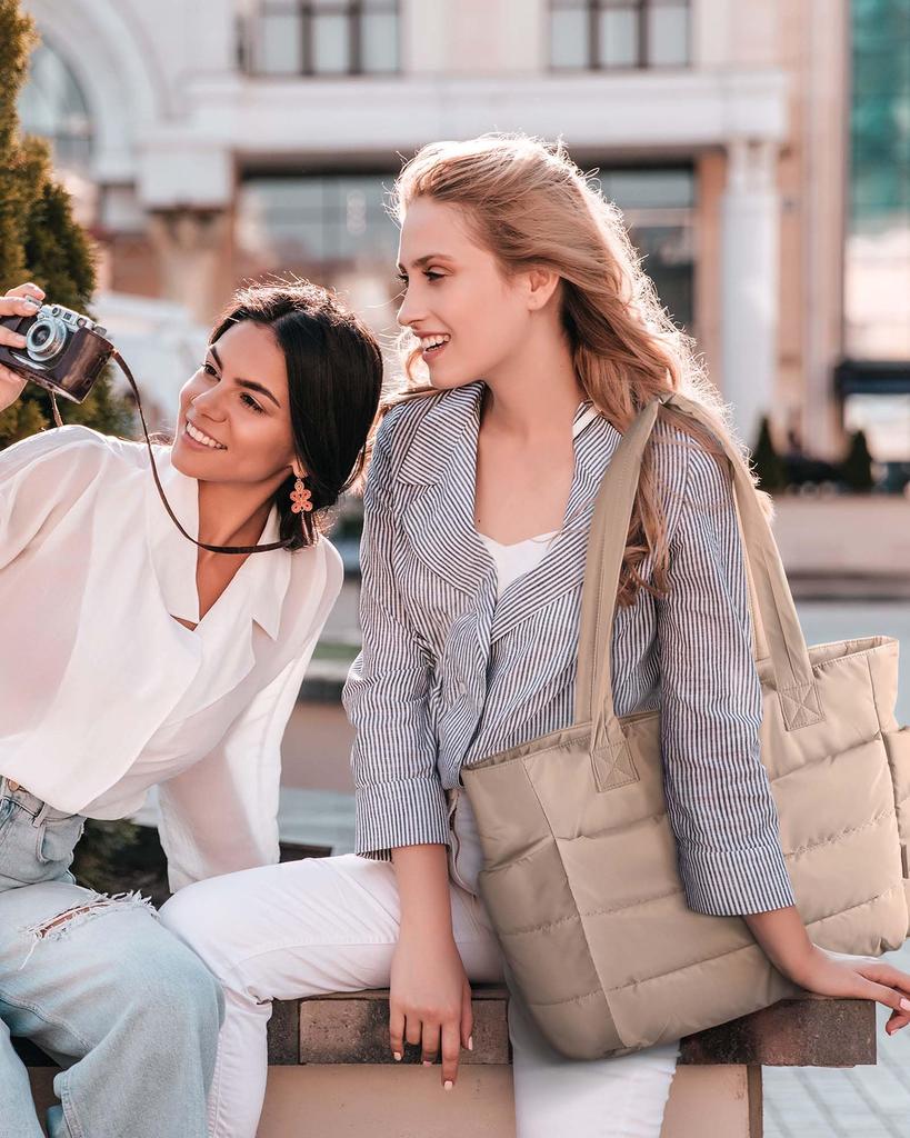 BAGSMART Puffy Tote Bag with Large Travel Perfect for Travel and Camel Women's Dividers, Lightweight, Capacity, Multi-Storage, Bag, Commuting,