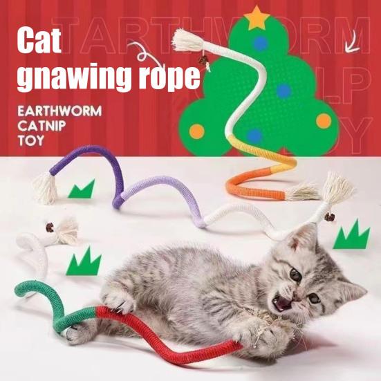 Cat Chew Rope Cotton Rope Cat Chew Toy Safe Teeth Cleaning Toy Interactive Kitten Nip Toy for Hunting Instinct Stimulation Boredom Relief