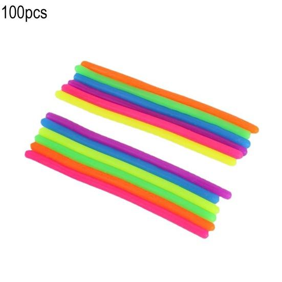 50/100Pcs Colorful Elastic Rope Sensory Toy Kids Adults Stress Anxiety Relief TPR Stretchy Noodle Fidget String Toy Party Favors