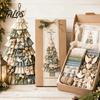 Cadeau d'artisanat de Noël pour adultes Kit d'arbre Patchwork Surdimensionné à faire soi-même, Ensemble d'assemblage en tissu à carreaux Rétro Décoration avec Ornements Suspendus Décoration de Maison de Fête