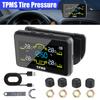 T14 Car Solor TPMS Tire Pressure Monitoring System Tyre Temperature Tester 4pcs Sensors Digital Clock Interior Cab Temp DisplayGood Product