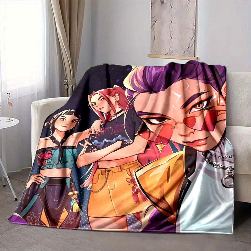 1pc K Pop Demon Hunters Flannel Blanket, Soft Skin Friendly with Digital Printing, Various Sizes Available for Family, Friends, Birthday