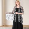 Yousheng Ladies Shawl Sequins Flower Decor Thin Lightweight Versatile Wrap Curvy Figure Oversized Shawl Daily Wear