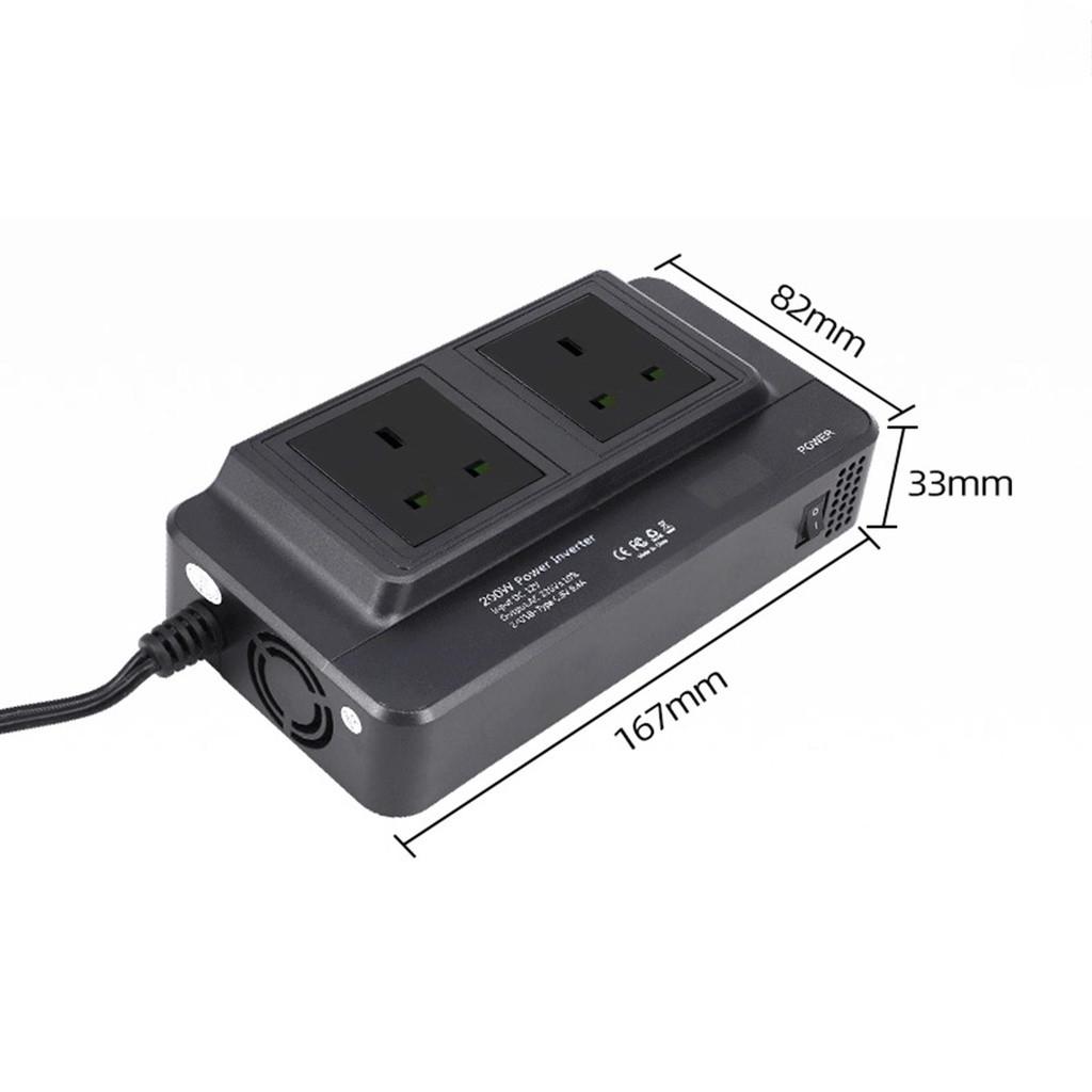 200W LCD Screen Power Inverter DC 12V to 220V AC Car Plug Converter Portable 4 USB Ports Charger Adapter