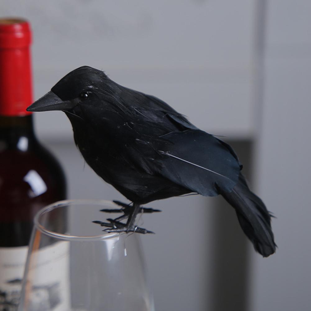 Plastic Simulation Crow With Feather Fake Bird Raven Model Photography Props For Halloween Party Decor