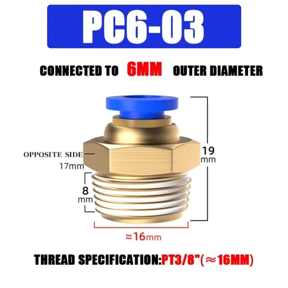 High Quality Brass Pneumatic Fitting PC 4 6 8 10 12MM Multi Size Air Connector Pipe Quick Connectors Pneumatic Systems