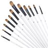 12Pcs Nylon Hand Drawn Watercolor Pointed Round Flat Head Painting Brushes Flat Brushes  Gift