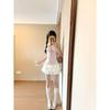 Kumikumi Gyaru Style Pink Stripe Lace-up Temperament Halter Top Women Summer Waist Hugging Slimming Sexy Top