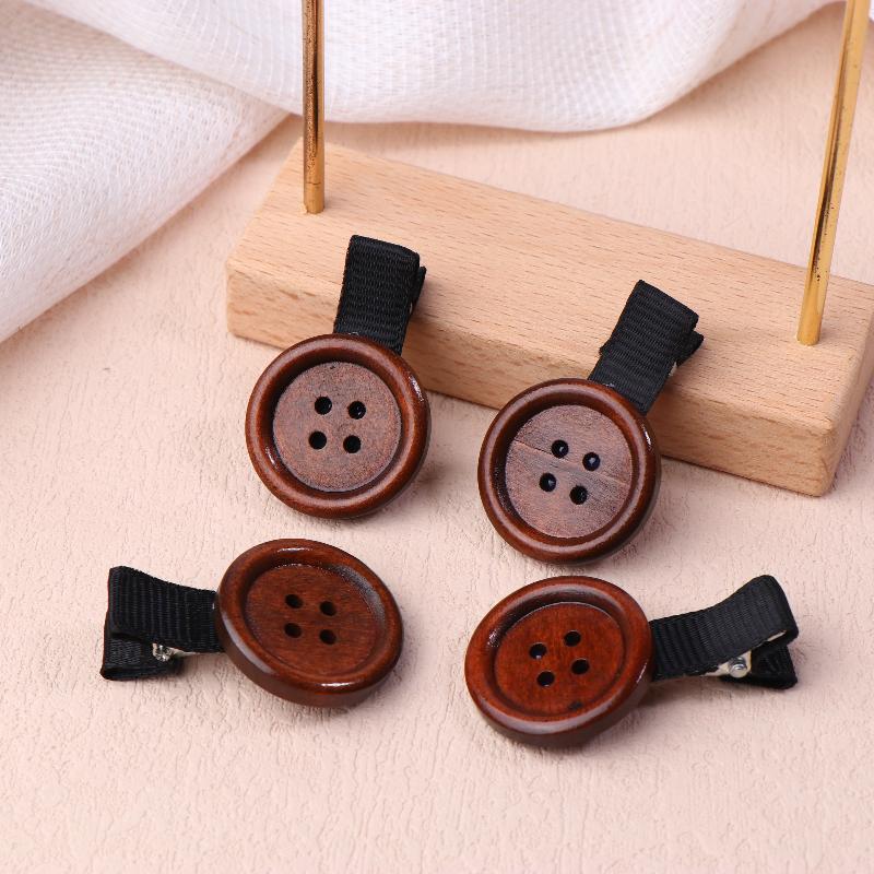 2/5/10 Stück Lustige Süße Knopf Haarspange Spaß Holztextur Süße Seitenspange Haarnadel Kinder Haarschmuck Kindergeschenk