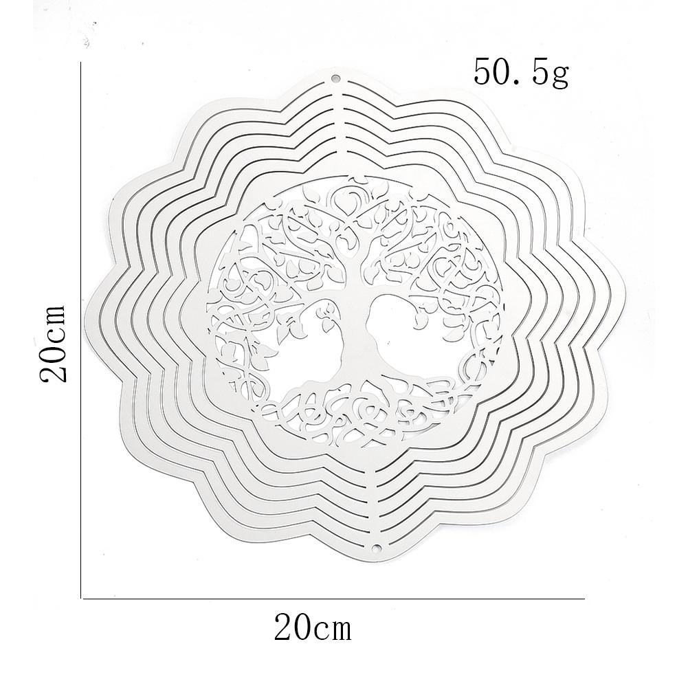 20cm Wind Spinner Tree of Life 3D Rotating Stainless Steel Mirror Reflective Streaming Visual Effect Outdoor Garden Decoration