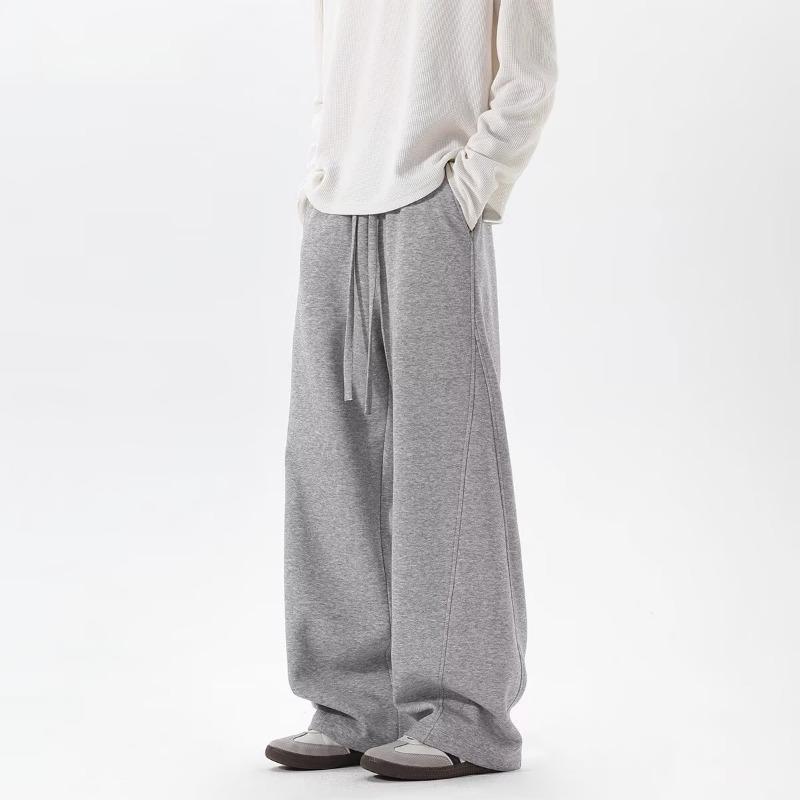 Men American Retro Heavyweight Patchwork Wide Leg Casual Sports Sweatpants