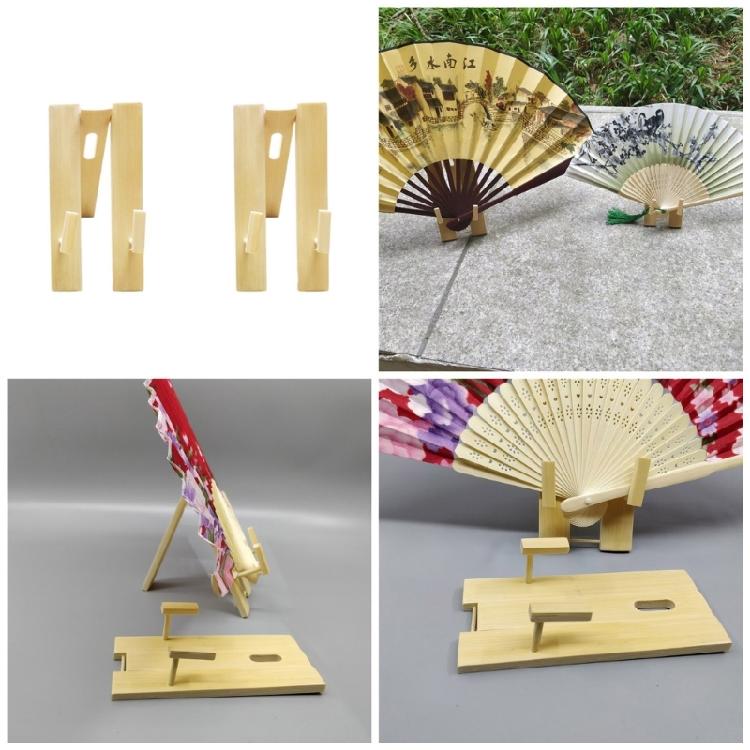 Wood Folding Fan Display Stands Pack of 2 Chinese Hand Fan Holder Rack Tabletop Display for Collectors and Enthusiasts