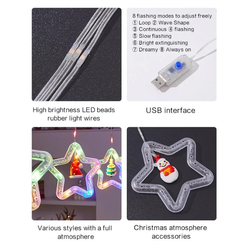 Christmas Decoration Atmosphere Lights Star Christmas Tree Round Colorful Curtain Lights Surprise Party Hotel Creative Decoration Lights