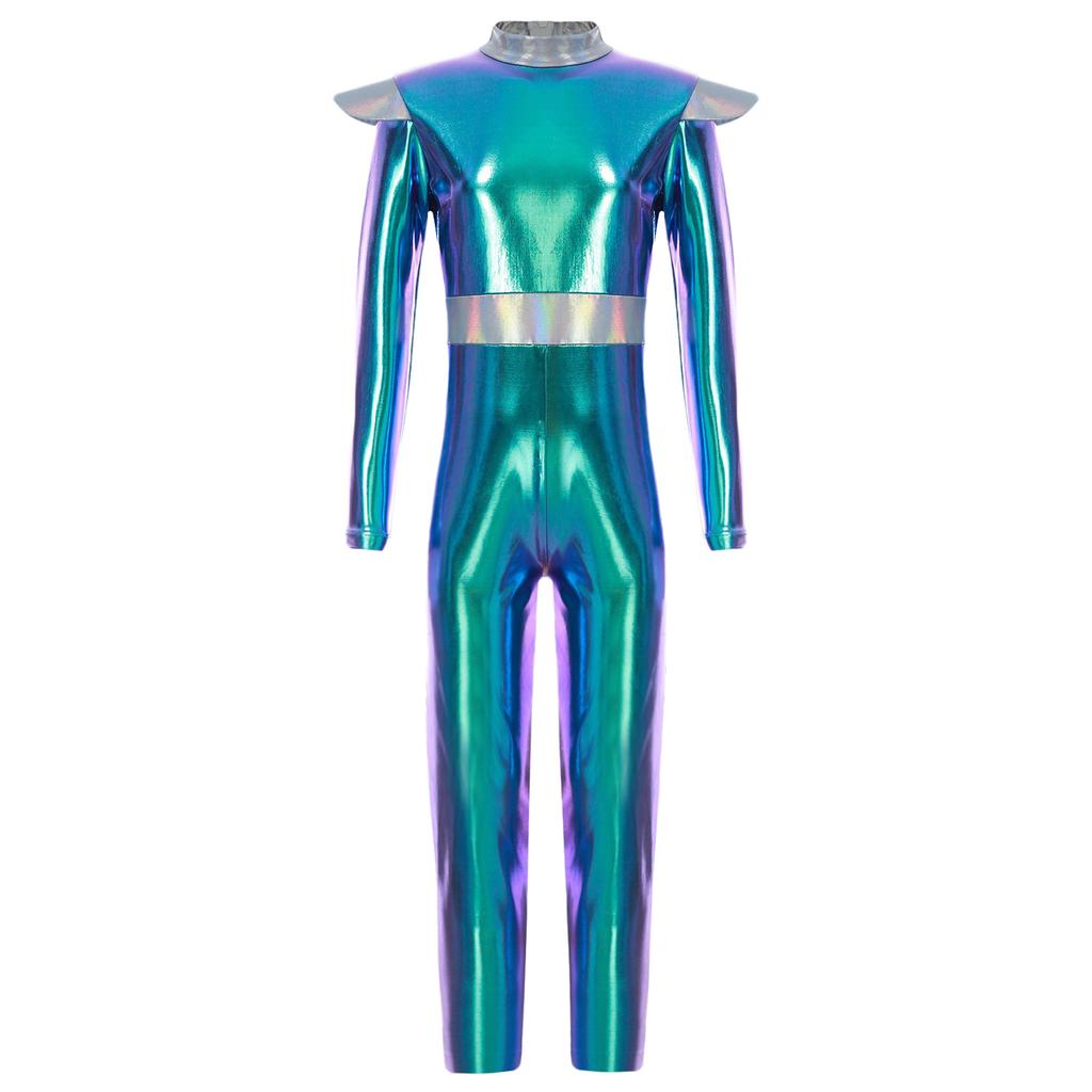 Girls Cosplay Alien Robot Costume Outerspace Astronaut Role Play Full Length Bodysuit with Hair Hoop Roleplay Party Costumes