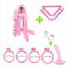 Pink Bow-Tie Flat Chastity Cage Positive/Negative Cock Cage Urethral Chastity Device SM Sex Toy Peins Plug ChastityBelt for Men