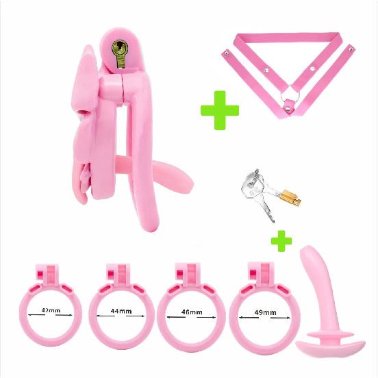 Pink Bow-Tie Flat Chastity Cage Positive/Negative Cock Cage Urethral Chastity Device SM Sex Toy Peins Plug ChastityBelt for Men