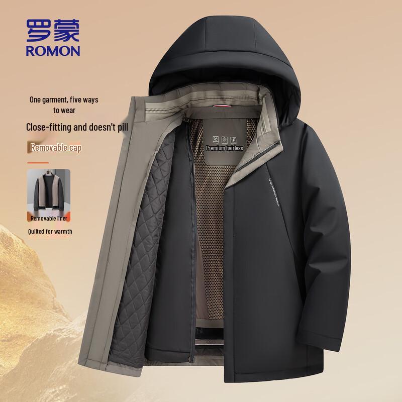 ROMON Men's Business Casual Hooded Padded Jacket LH28