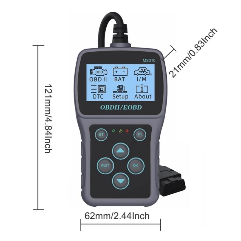 2.4in Display OBDII Scanner Car Fault Code Reader Battery Tester with Readiness OBDII Diagnostic Scanner
