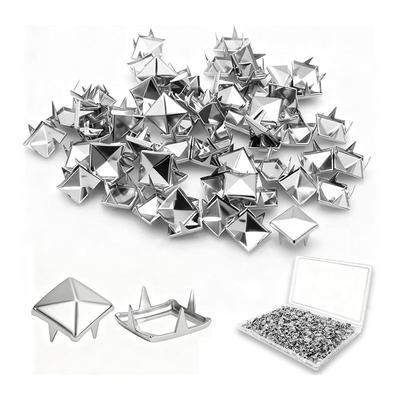 2025 Trend Jacket For Clothing Decoration, 500PCS 10Mm 4-Prong Square Spikes- Metal Pyramid Studs In Punk Style Rivets For Craft
