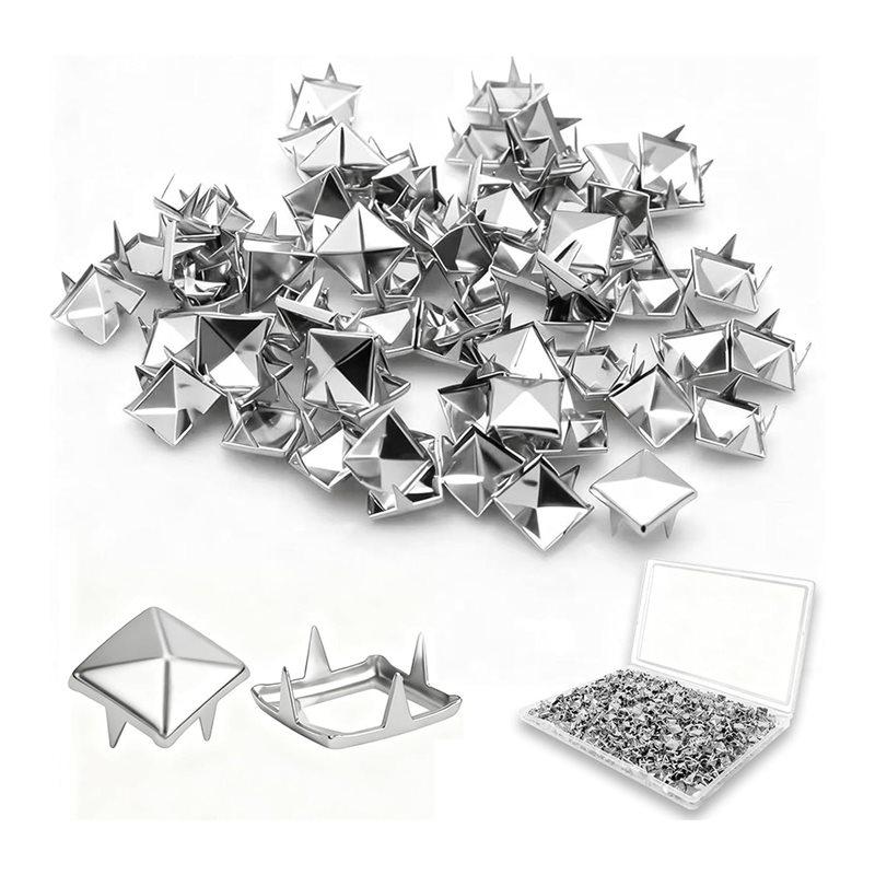 

2025 Trend Jacket For Clothing Decoration, 500PCS 10Mm 4-Prong Square Spikes- Metal Pyramid Studs In Punk Style Rivets For Craft