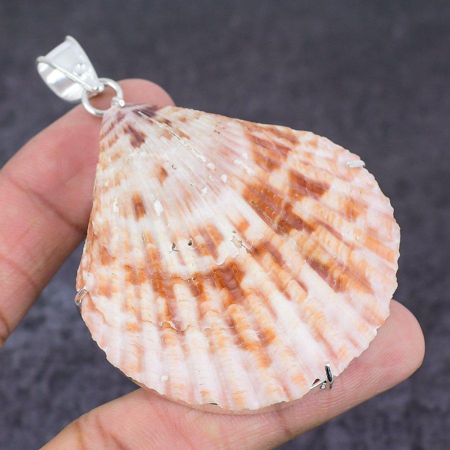 Shell Handmade 925 Sterling Silver Jewelry Pendant 3.15" H8i28