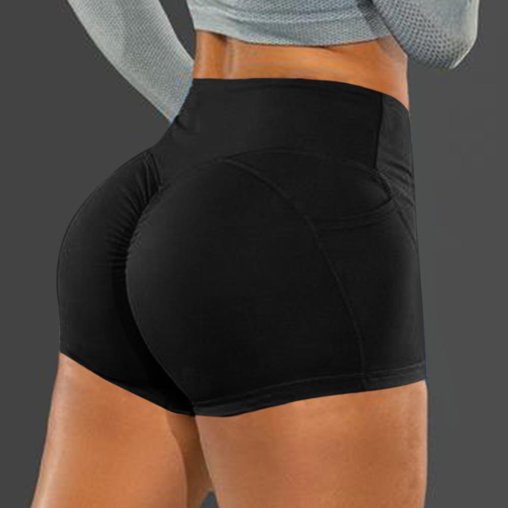 

Women s Solid Color Pocket Hip Lifting Sports Leggings Plus Size Shorts M