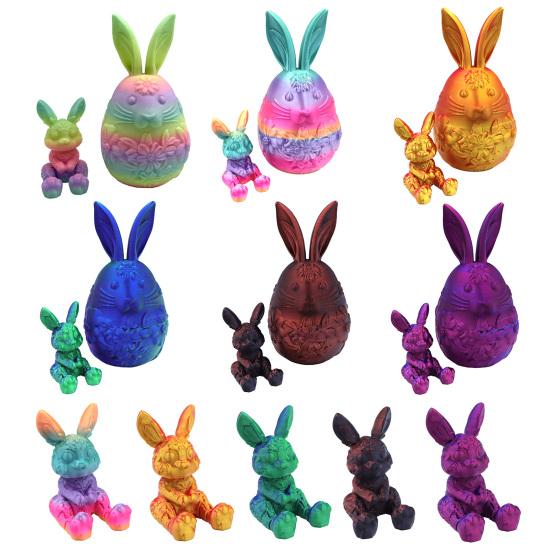 Påskhare Äggprydnad med Rörlig Ledad Kanin Inuti 3D-printad Kanin Blomma Äggfigur Påskhelg Festdekoration