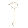 Design Irregular Metal Smooth Open Bracelet, Fashionable Crystal Chain Stacked Finger Bracelet