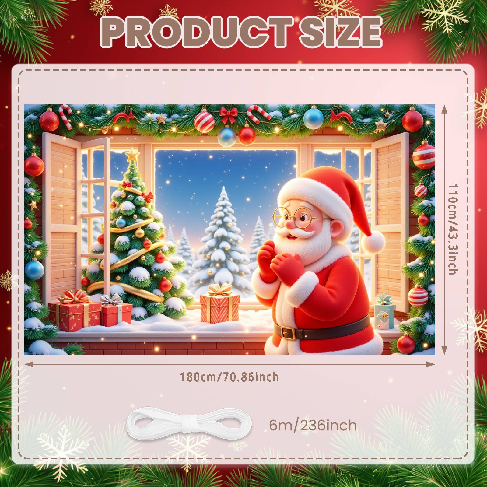 

Xmas Backdrop Gold Ornament Holiday Background Festive Banner Red Bow Noel Backdrop For New Year Eve Home Indoor Christmas Photo