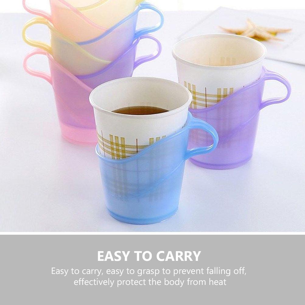 10Pcs Easy-Clean Paper Cup Holders with Handle for Coffee Tea Cups Multifunctional Desktop Racks Paper Cup Holder