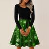 Women's Casual Fashion Round Neck Long Sleeve Christmas Printed Party Vintage Long Dresses