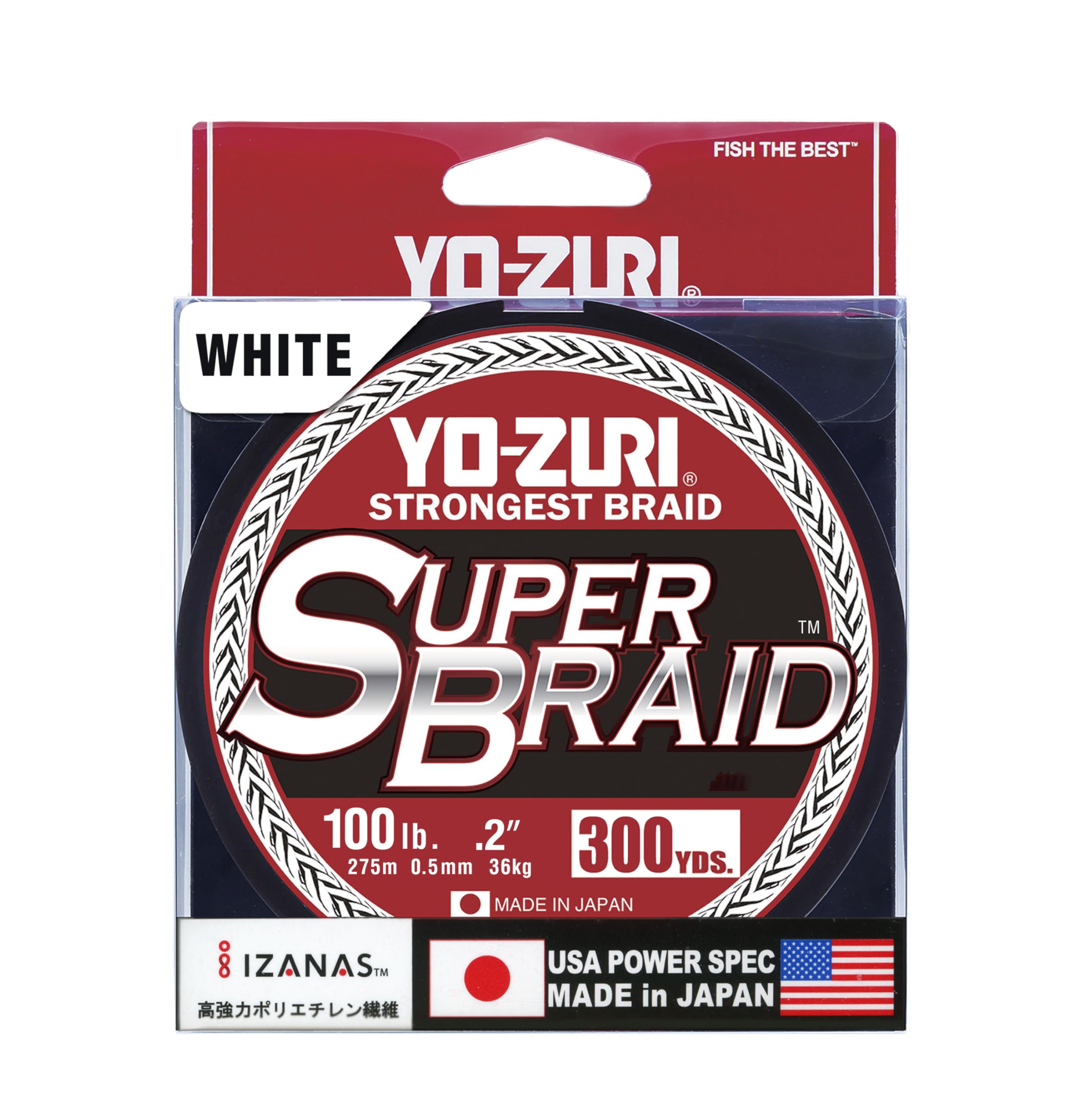 

PE Line Super Braid 300YDS 100Lbs White YO-ZURI Color белый