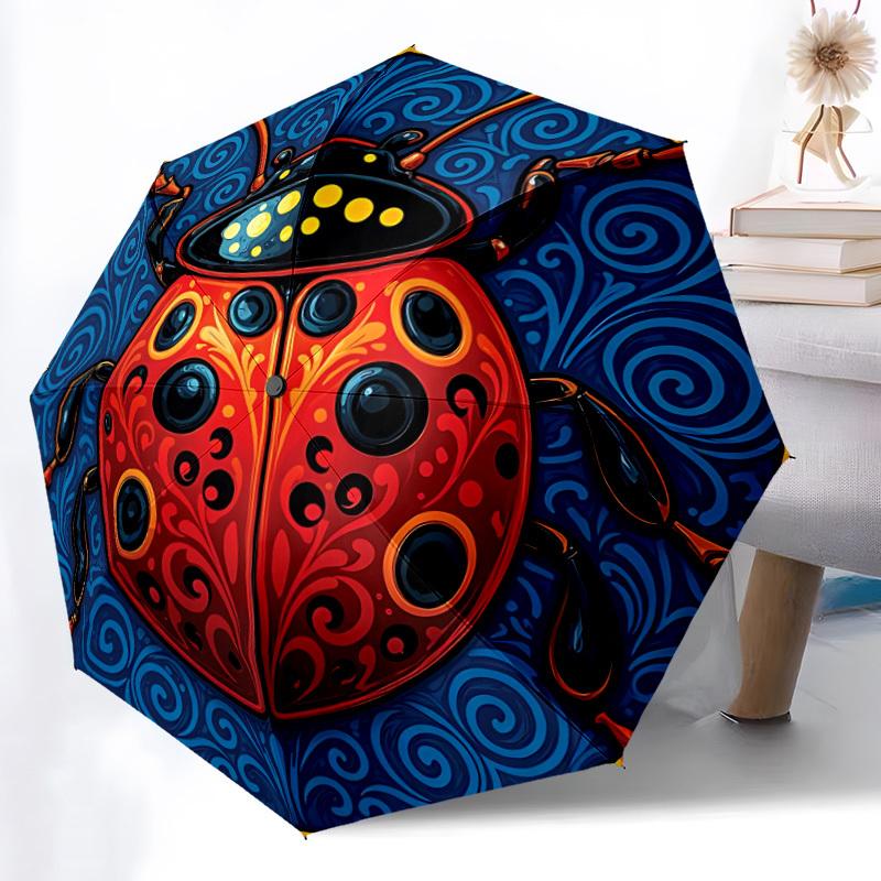 

1pc Ladybug Artwork Automatic Open/Close Umbrella - Compact Travel Umbrella, Gift for Birthday, Holiday yy260106022