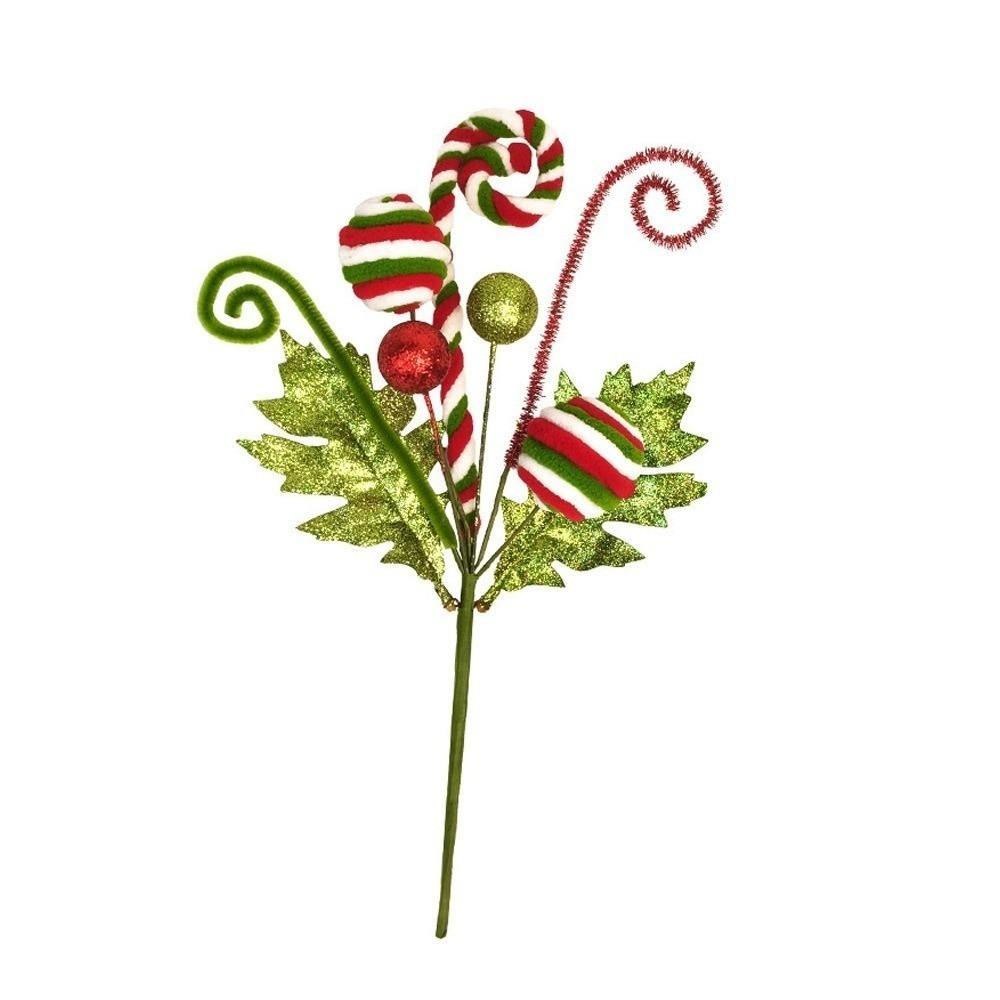 

1/5pcs Glitter Powder Christmas Red Green Candy Flowers Simulation Flower DIY Gifts Xmas Tree Ornamental Flowers