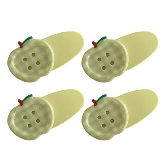 4Pcs Girl Hairpins Macaron Cream Color Plaid Pattern Fruit Button Design Hair Clips Lightweight Stable Grip Scalp-friendly Hair